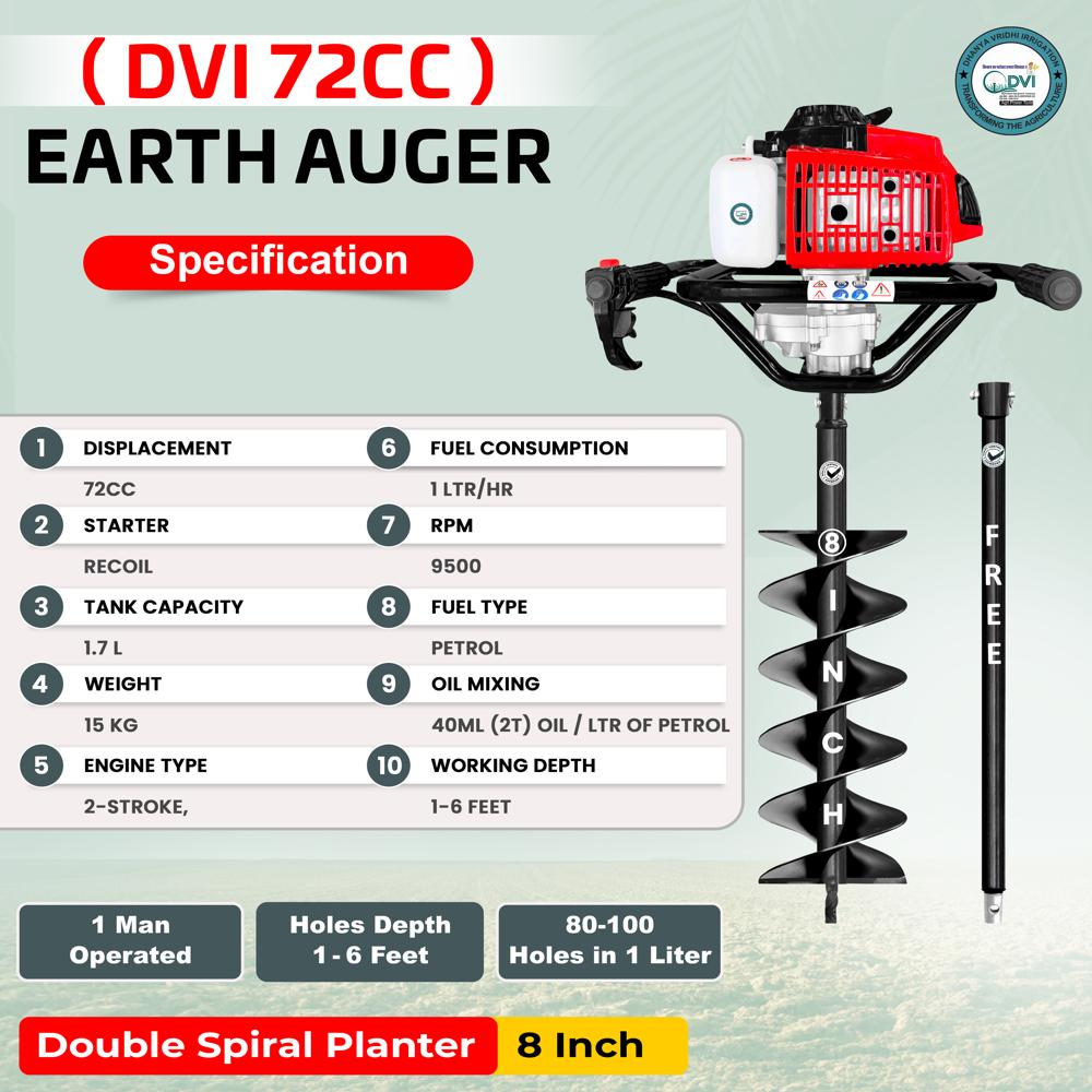  72cc Earth Auger with 8 inch bit