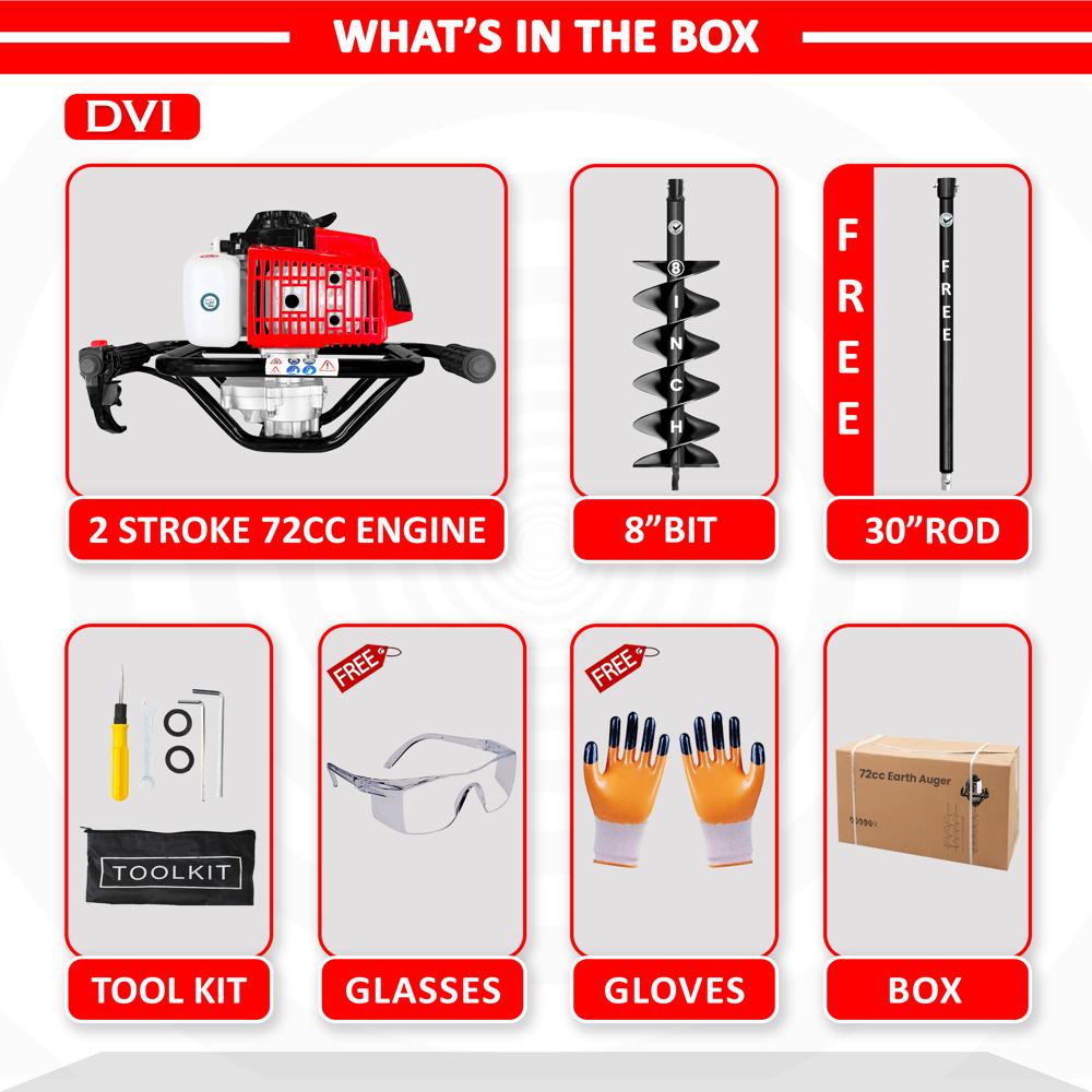  72cc Earth Auger with 8 inch bit