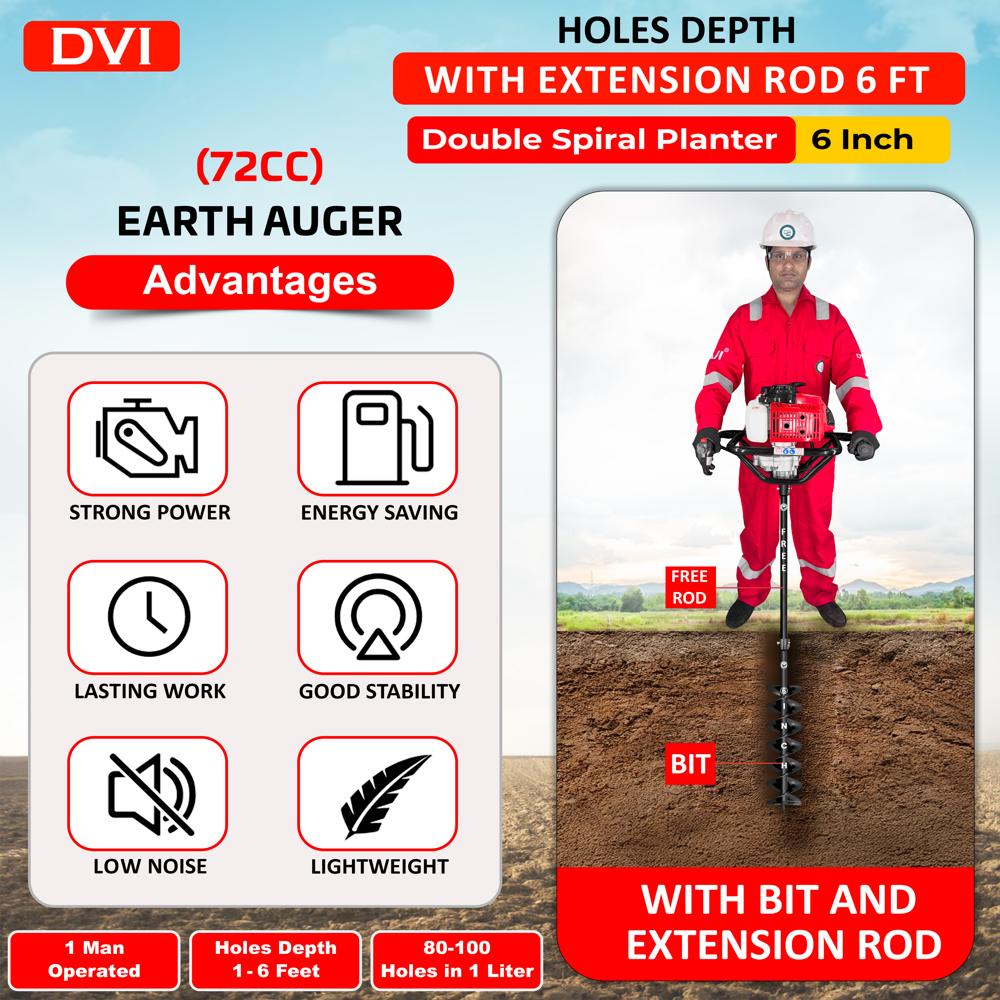 72cc Earth Auger with 6 inch bit