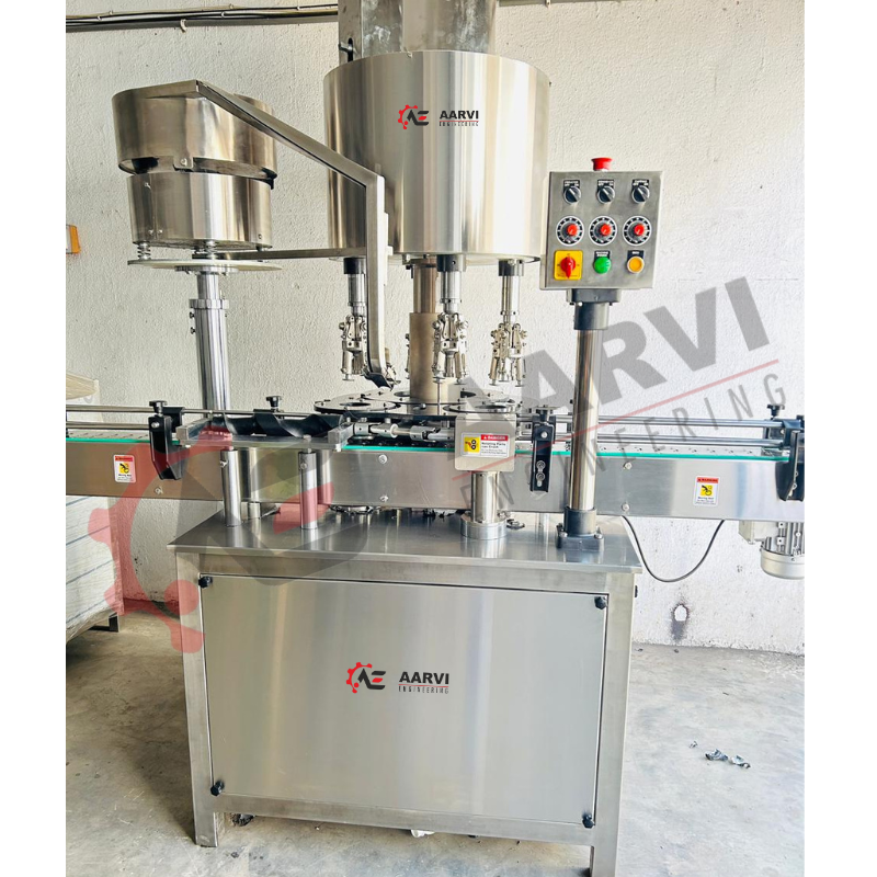 Automatic 4 Head Ropp Capping Machine - Ss304 Stainless Steel, 94x55x70 Inch, 80 Bpm | Mirror Finish, Motorized Height Adjuster, Continuous Motion