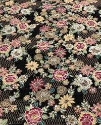 Multithreaded Embroidery With Beads On Georgette Fabric