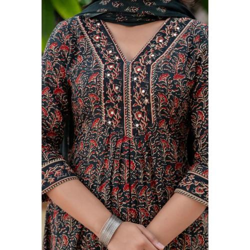 ANARKALI WITH KALAMKARI PRINT AND PLAZO SET
