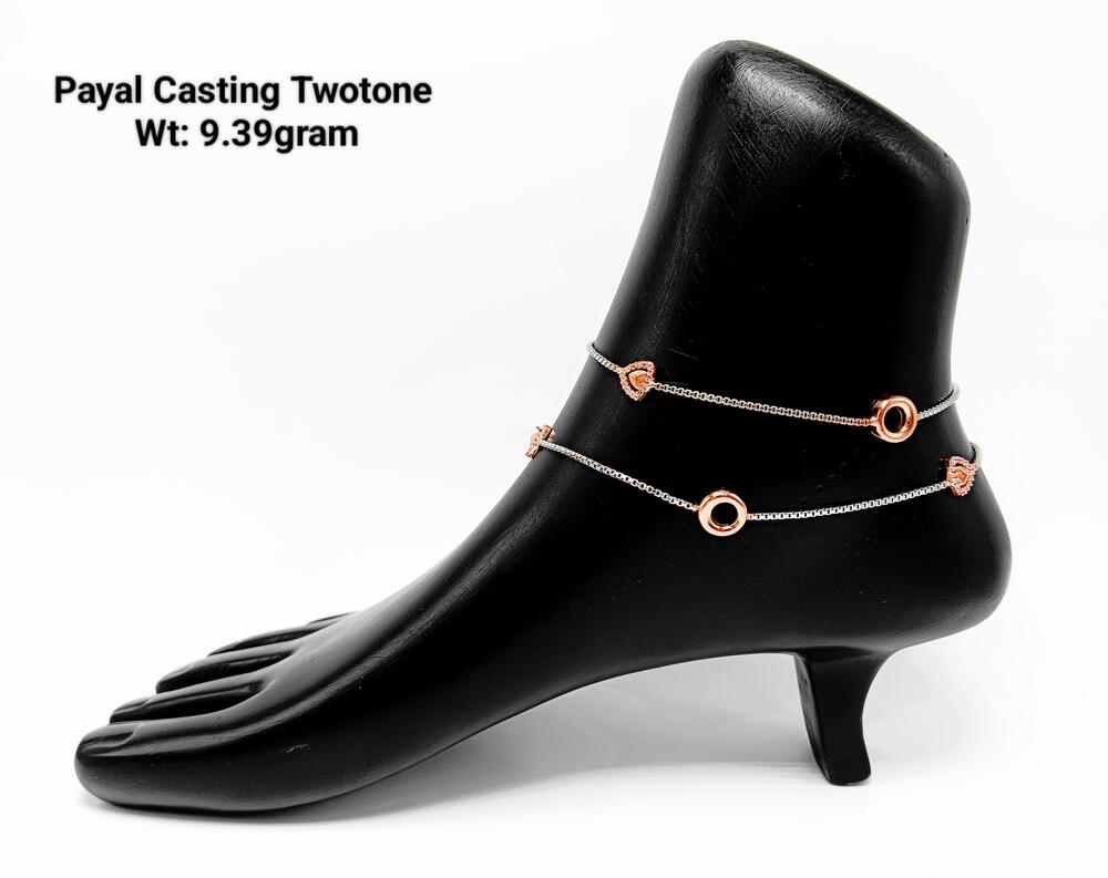 92.5 New Design Silver Payal Casting Twotone