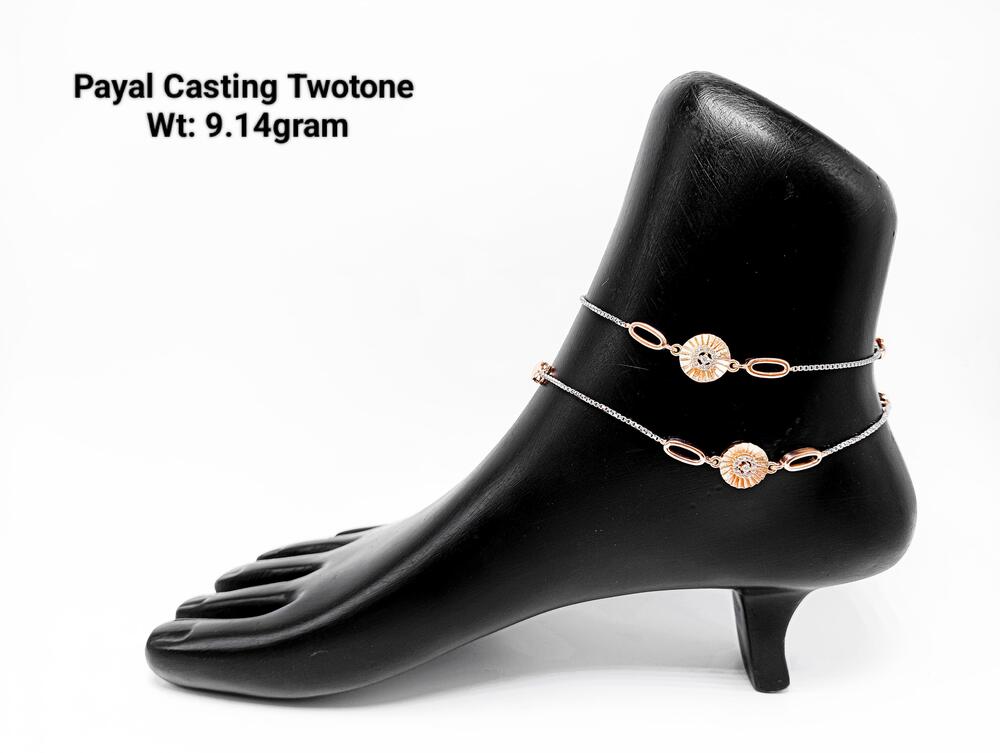 92.5 New Design Silver Payal Casting Twotone