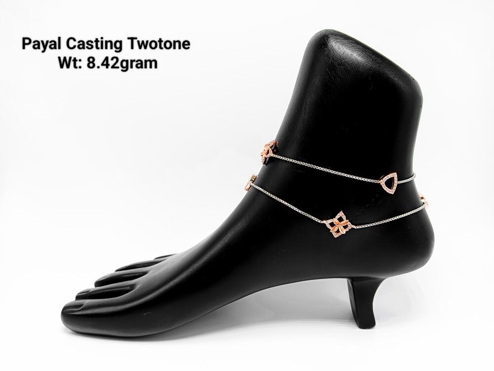 92.5 New Design Silver Payal Casting Twotone