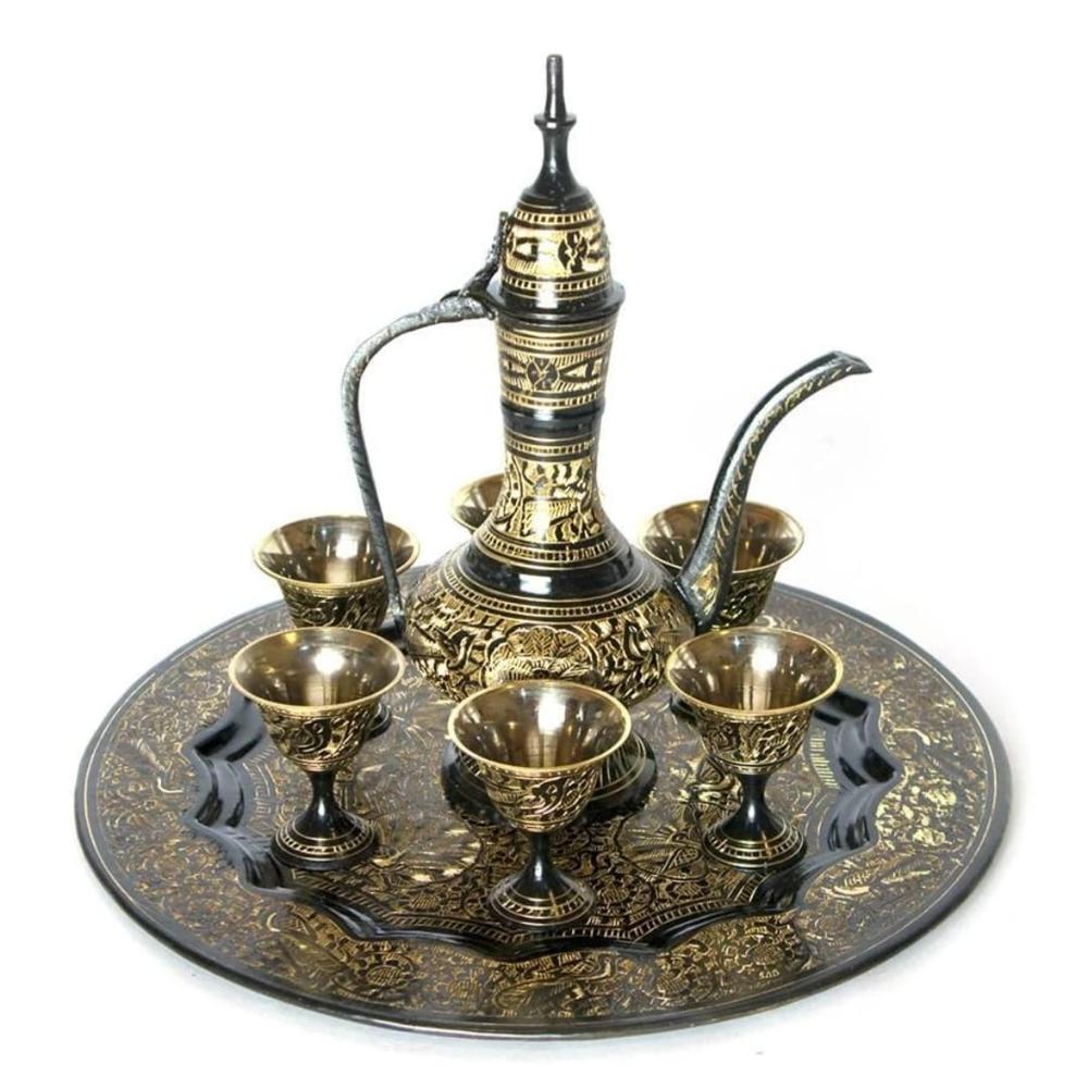 Brass W-ine Glasses with Tray