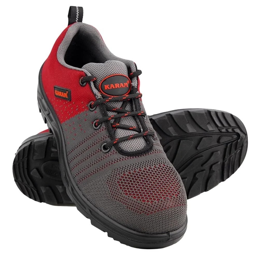 KARAM FS213 Flytex Red and Grey Sporty Safety Shoes