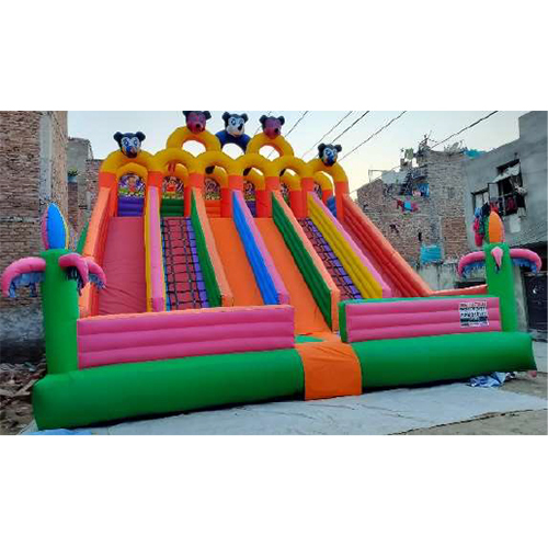 26x24 ft 6 Lane Bouncy - Commercial Grade PVC Tarpaulin, 26x24 ft, Multicolor | 6 Racing Lanes, Obstacle Slide, Indoor/Outdoor