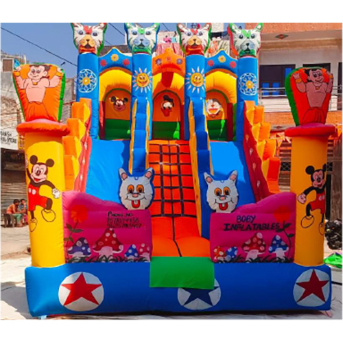 12x18 ft 3 Lane Bouncy - Fire-Retardant PVC, Multi-Color, 3 Lanes, EN14960 Certified