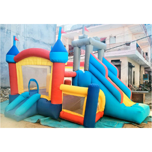 12x18 ft Combo - High-Quality PVC Fabric, Dual Compartments, Multi-Color | Inflatable Bouncy Castle and Slide, 1 HP Air Blower, Anchor Points