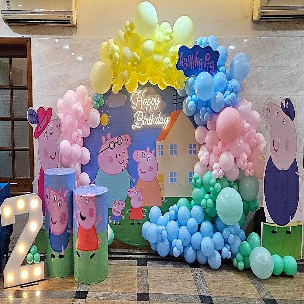 Peppa Pig Theme Birthday Party Ring Backdrop