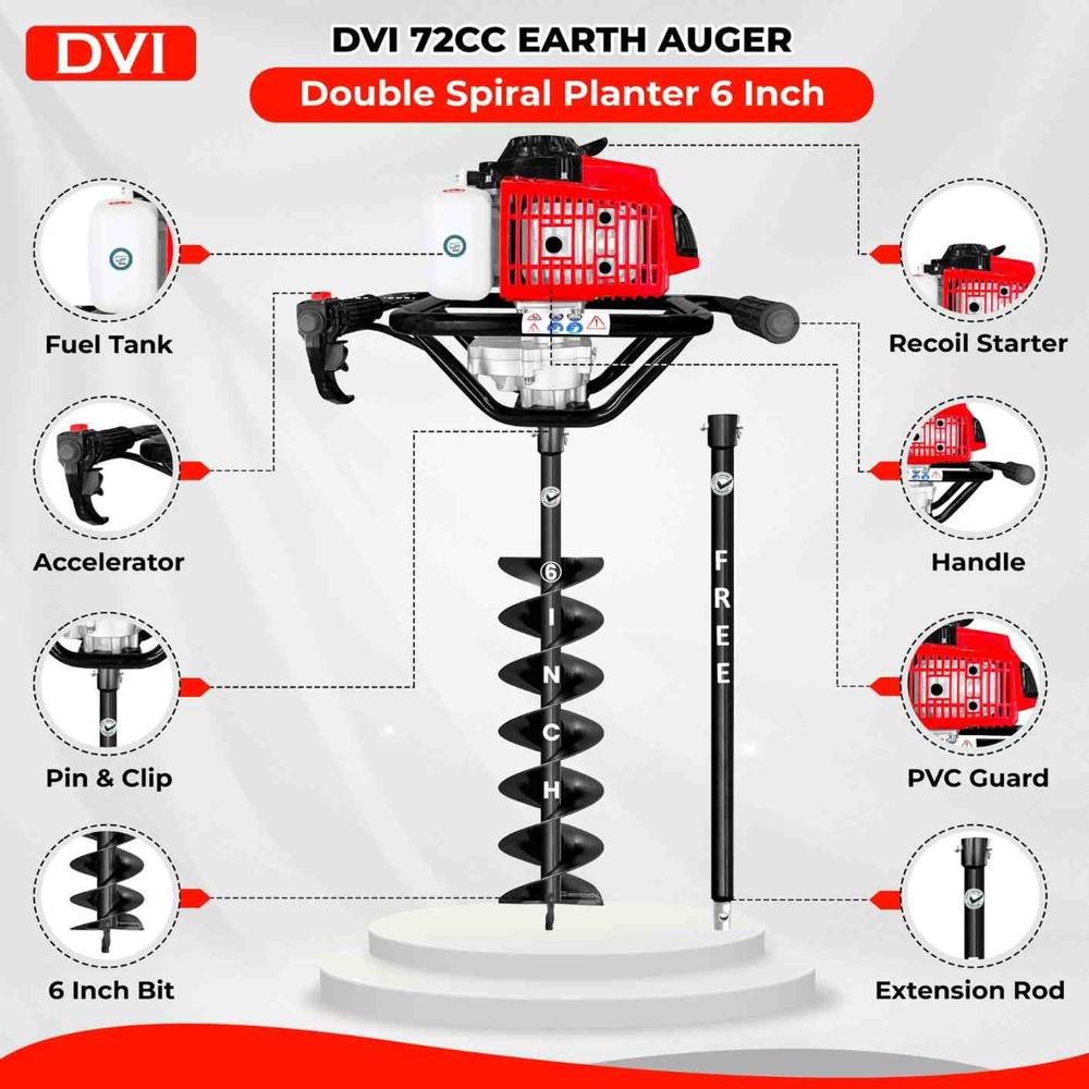 Profeesional Earth Augers 72 Cc with 6 inch bit