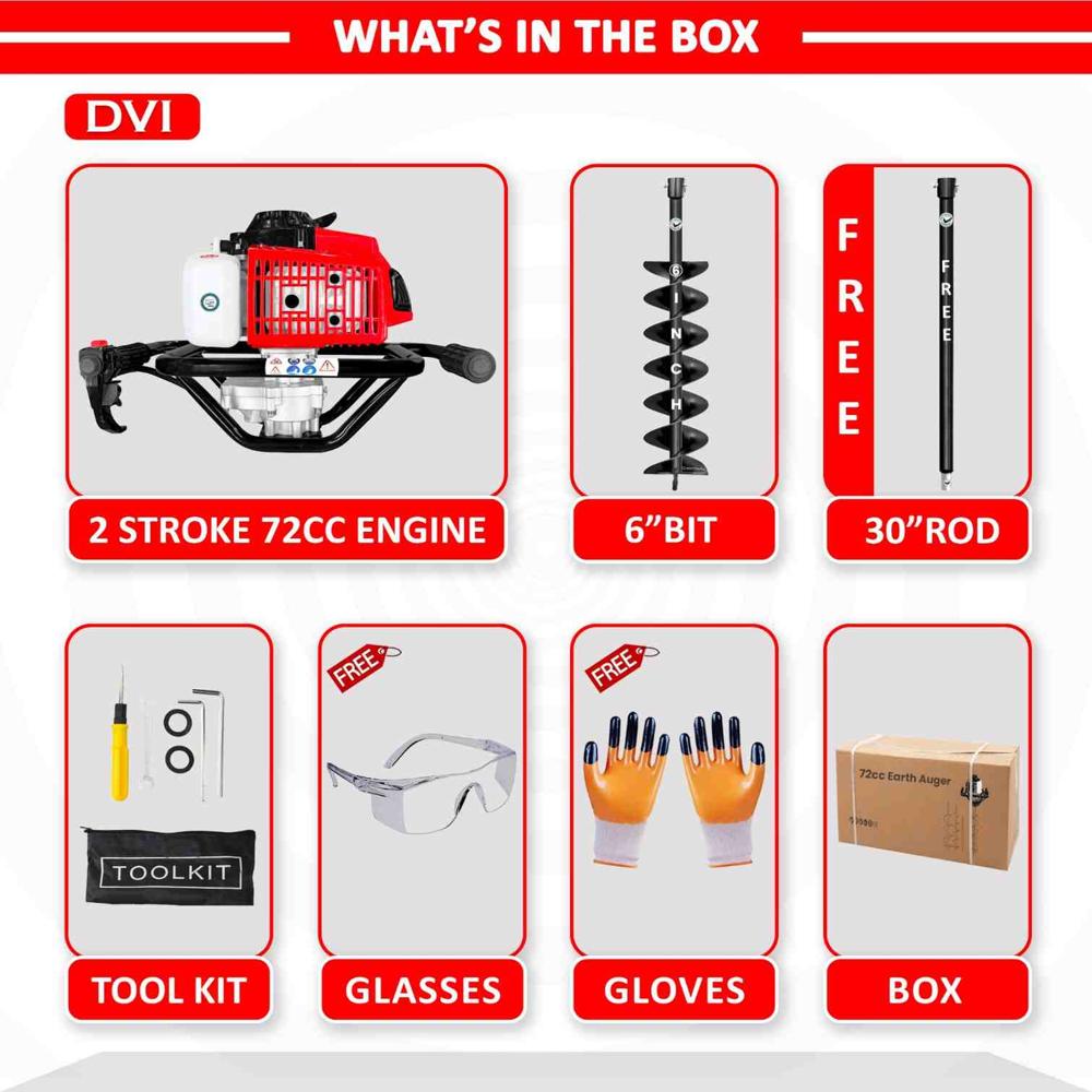 Profeesional Earth Augers 72 Cc with 6 inch bit