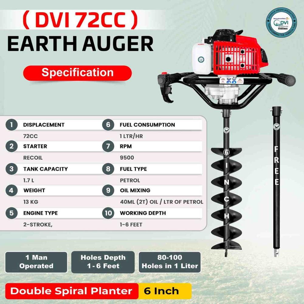 Profeesional Earth Augers 72 Cc with 6 inch bit