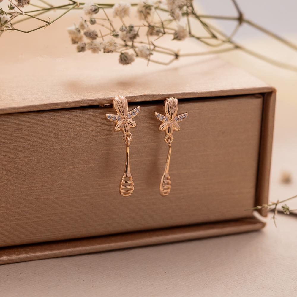 Earring 11 - Silver & Metal Alloy, 5 cm, Gold Tone with Black & White Enamel, Nickel-Free Push Back Dangler