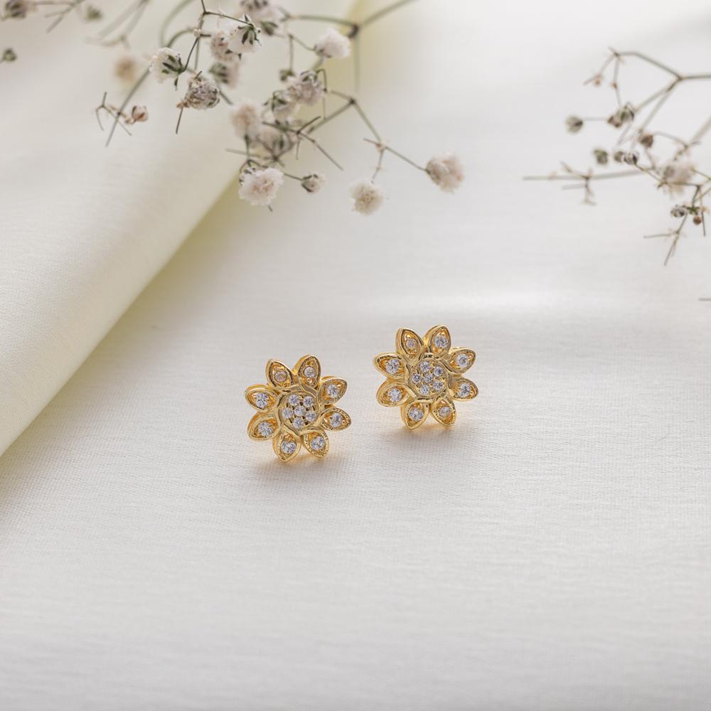 Earring 16 - Metal Alloy Medium Studs Multicolor Glossy Enamel with Faux Pearl Gold-Tone Electroplated Handcrafted