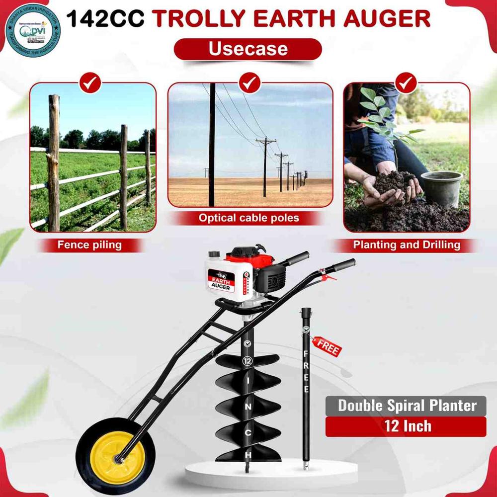 4 Stroke Trolley Auger 142cc