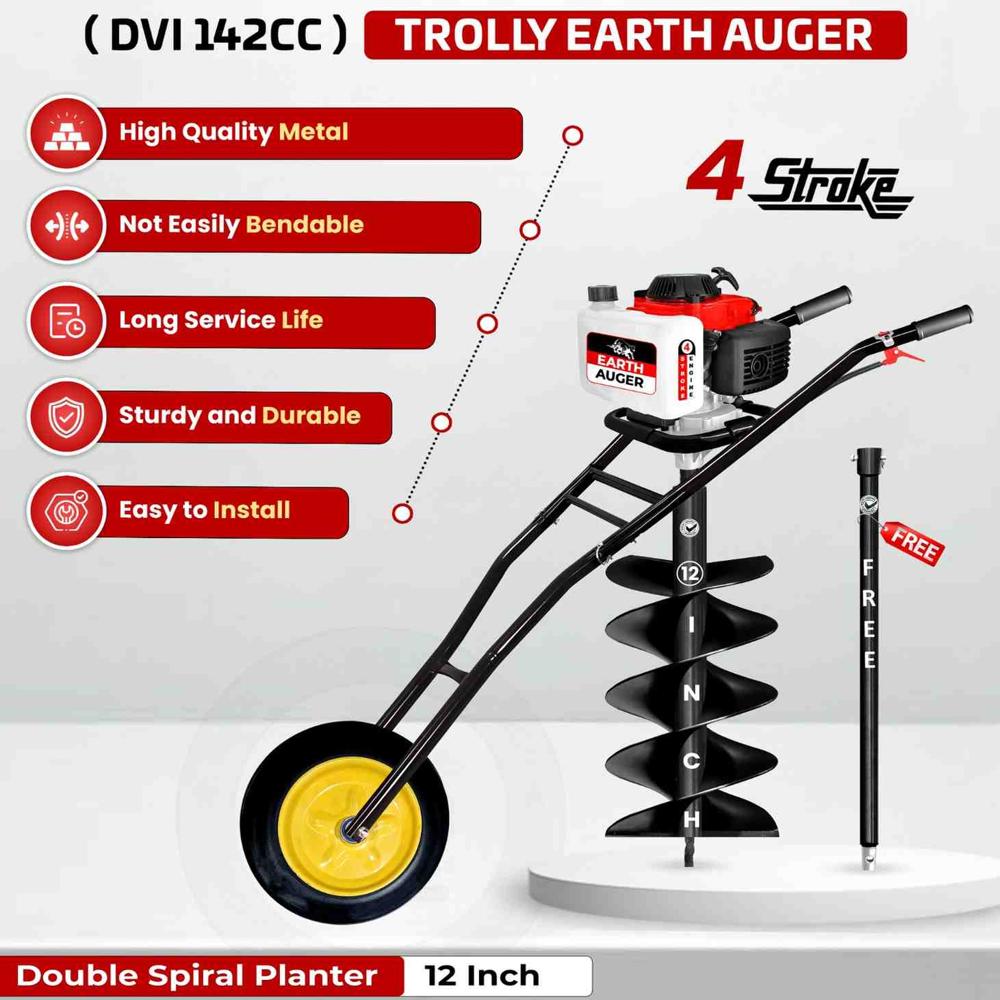4 Stroke Trolley Auger 142cc