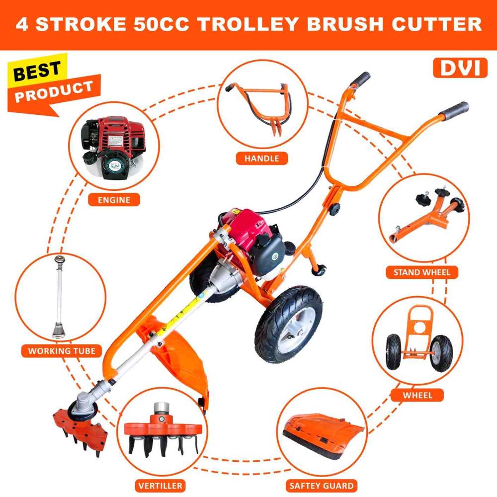 Trolley Brush Cutter With Vertiller Attachment