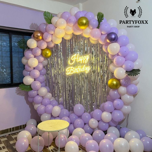 Elegant Pastel Balloon Ring Backdrop for Birthday Celebrations