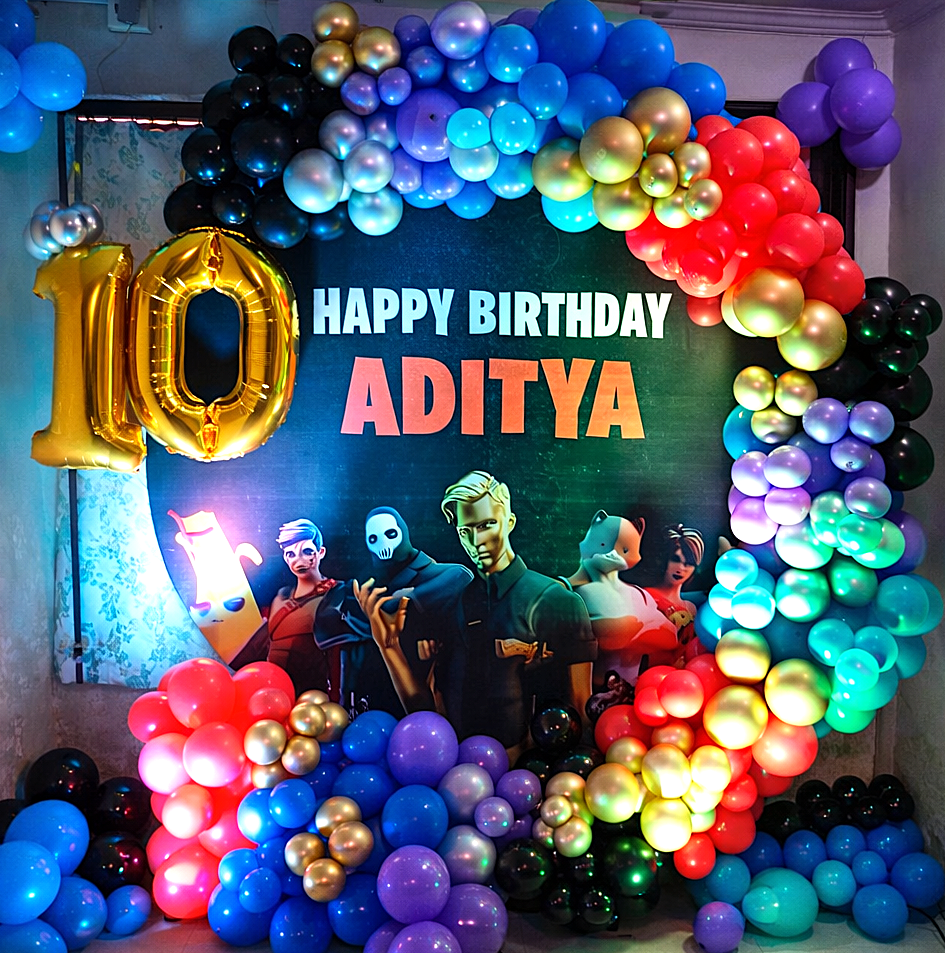 Gaming Theme Birthday Party Ring Backdrop