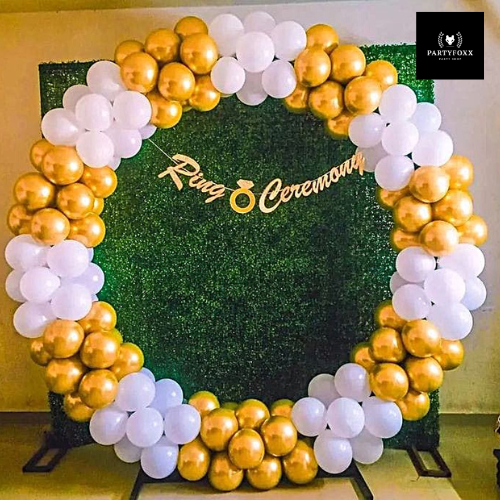 Elegant Gold & White Balloon Ring Backdrop for Ring