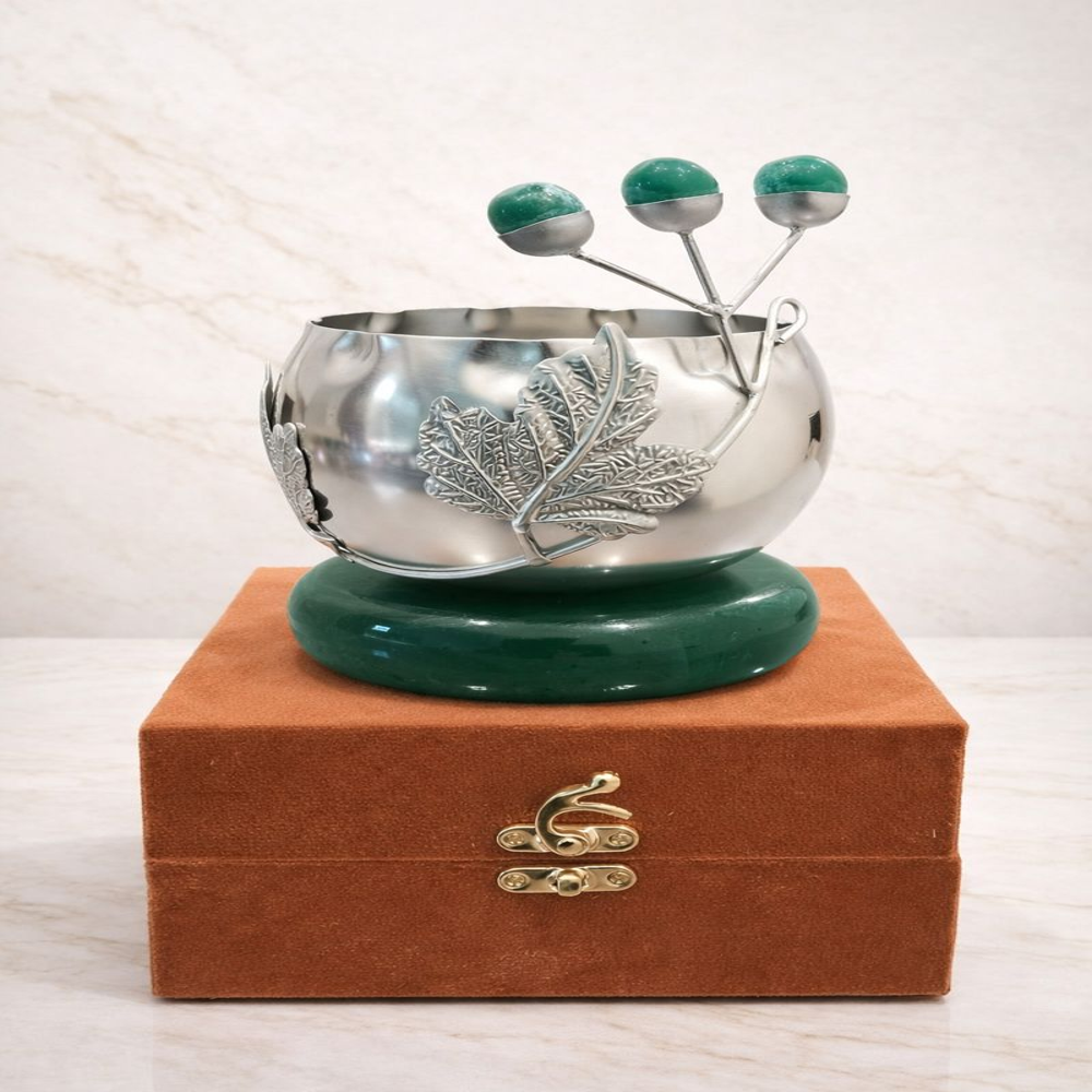 Brass Heavy German Silver Pooja Set