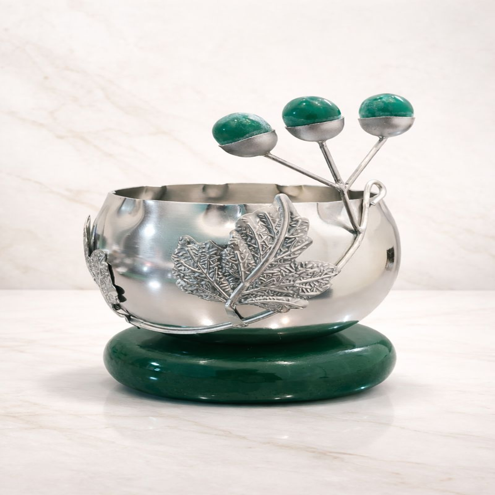 Brass Heavy German Silver Pooja Set