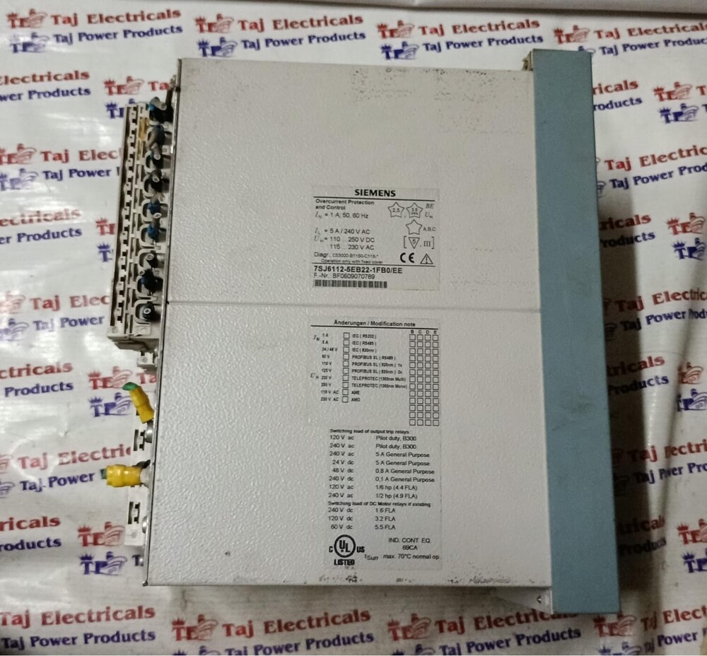 SIEMENS 7SJ6112-5EB22-1FB0/EE OVERCURRENT PROTECTION RELAY