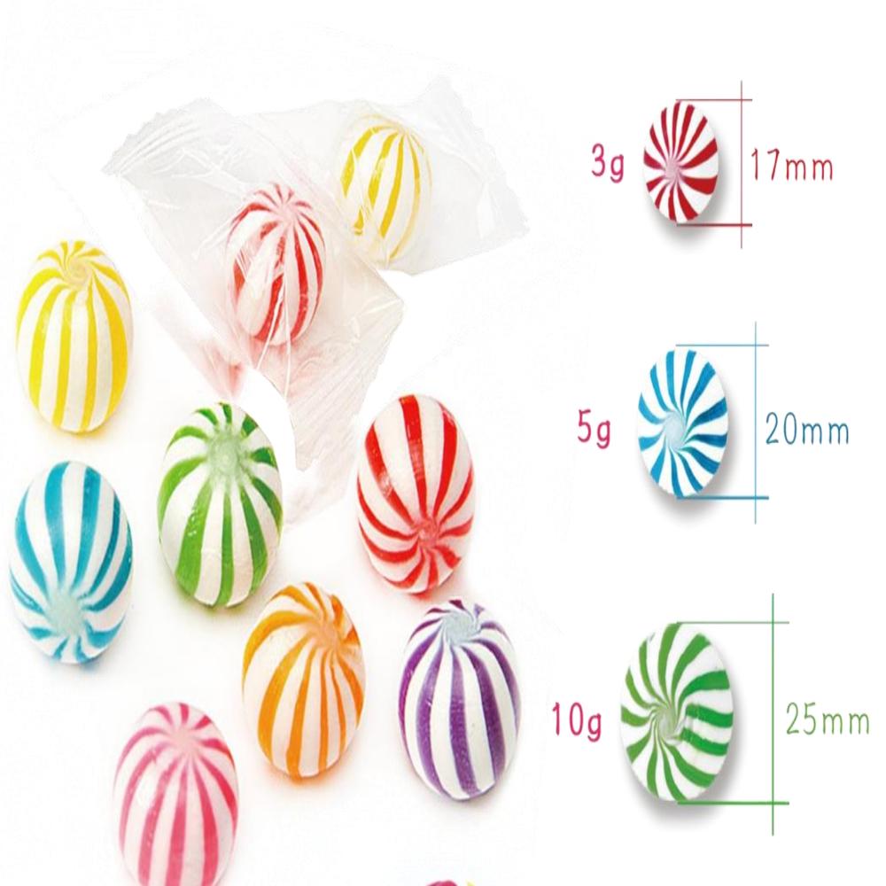 Factory Wholesale Halal Red and White Striped Spherical Christmas Bulk Mints Sweets 3d Ball Hard Candy