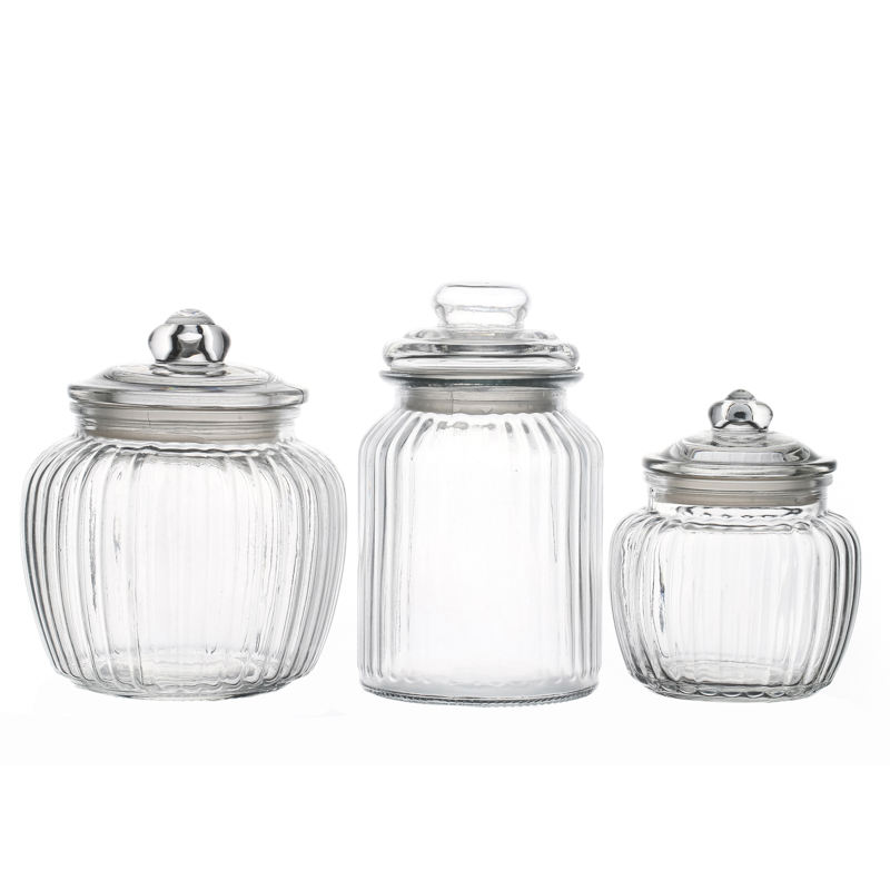 High Quality Clear Glass Kitchen Storage Jars 500ml/750ml/1000ml/1500ml with Glass Clip-on Lid Modern Design Food-Safe