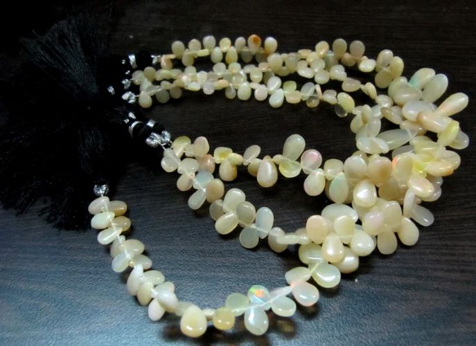 Natural Ethiopian Welo Opal Beads,Size of Beads 4x5mm to 8x12mm Smooth Pear Drop Briolette Beads Strand 8 inch Long,
