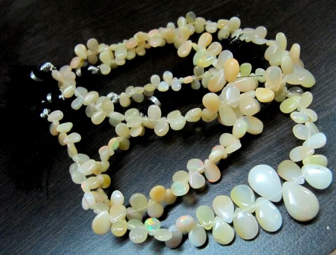 Natural Ethiopian Welo Opal Beads,Size of Beads 4x5mm to 8x12mm Smooth Pear Drop Briolette Beads Strand 8 inch Long,
