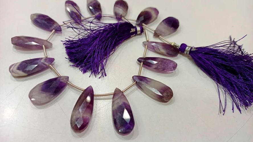 Natural Bio Amethyst pear Shape Briolette 12x25mm Gemstone Beads Sold per strand 8 inches long