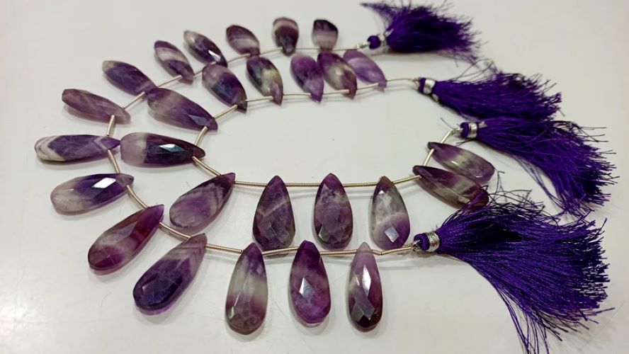 Natural Bio Amethyst pear Shape Briolette 12x25mm Gemstone Beads Sold per strand 8 inches long