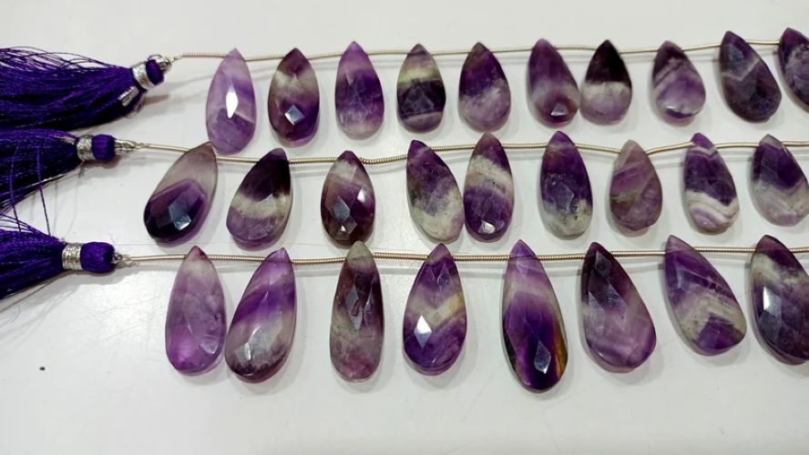 Natural Bio Amethyst pear Shape Briolette 12x25mm Gemstone Beads Sold per strand 8 inches long