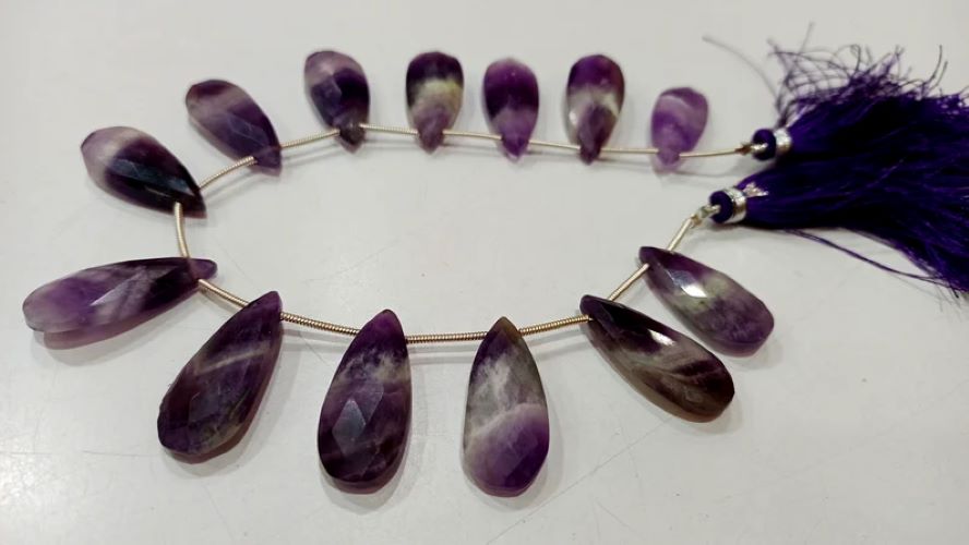 Natural Bio Amethyst pear Shape Briolette 12x25mm Gemstone Beads Sold per strand 8 inches long