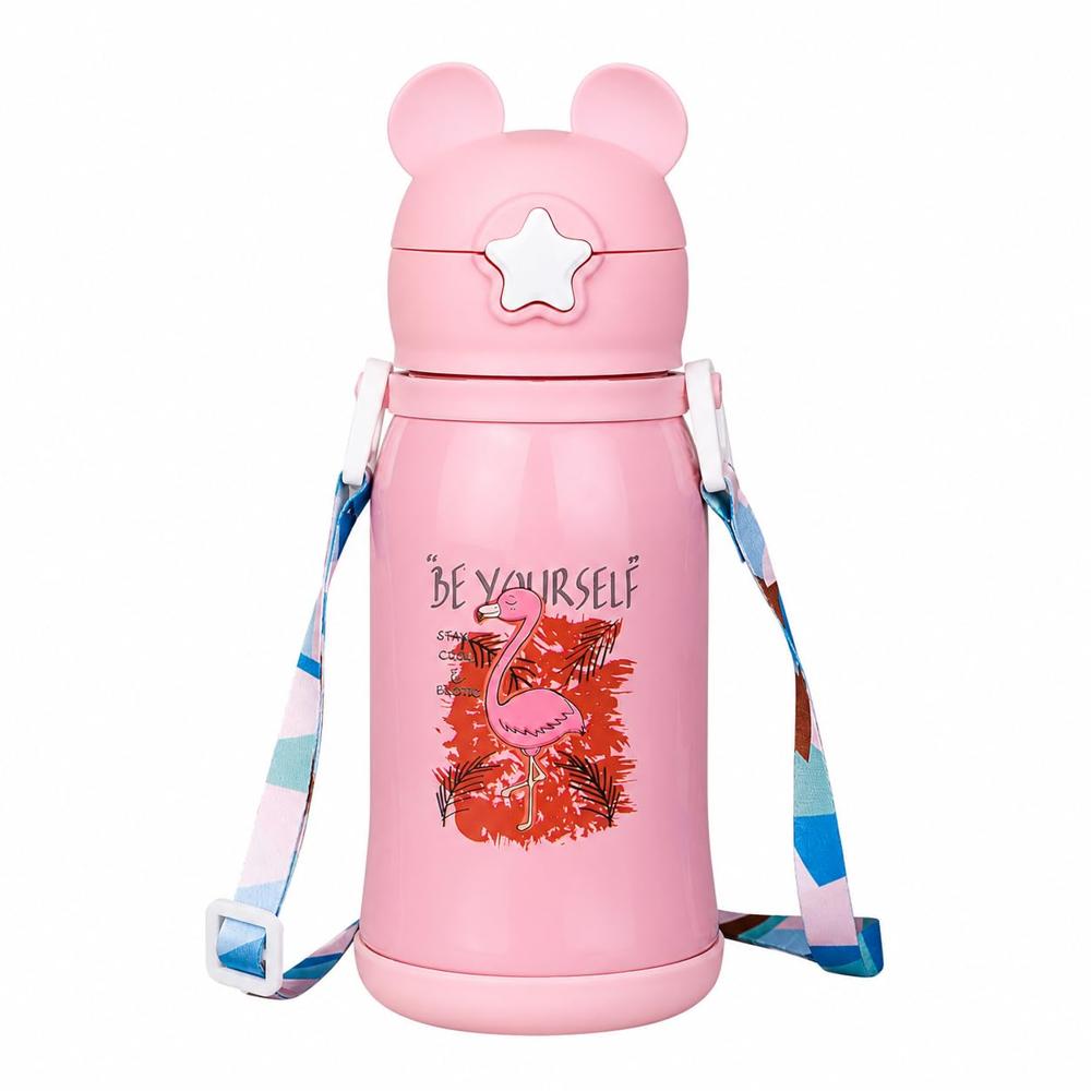 500Ml Kids Stainless Steel Thermos Bottle - Cute Design Insulated Water Flask - Color: Green