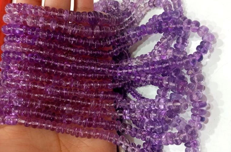 Natural Pink Amethyst Rondelle Plain Smooth 4 to 8mm Graduated Beads Sold Per Strand 8 Inches Long 