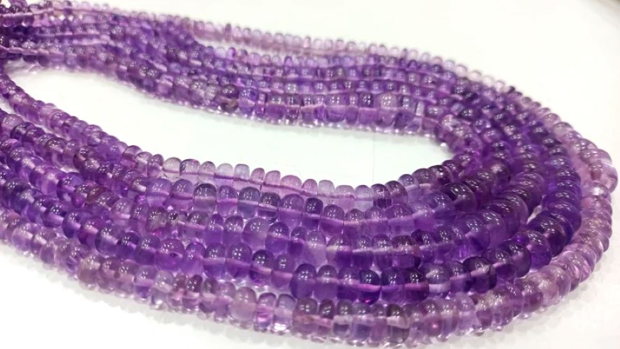 Natural Pink Amethyst Rondelle Plain Smooth 4 to 8mm Graduated Beads Sold Per Strand 8 Inches Long 