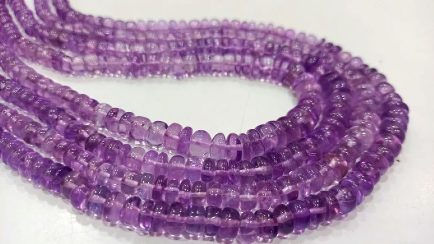 Natural Pink Amethyst Rondelle Plain Smooth 4 to 8mm Graduated Beads Sold Per Strand 8 Inches Long 