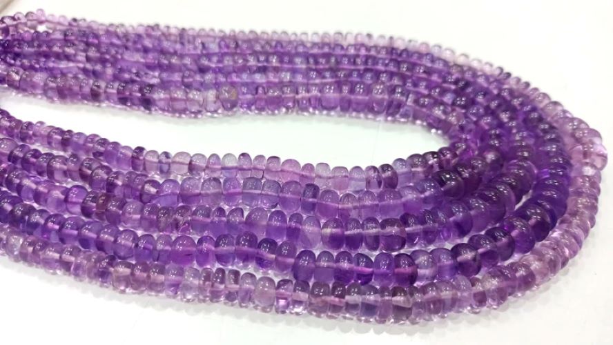 Natural Pink Amethyst Rondelle Plain Smooth 4 to 8mm Graduated Beads Sold Per Strand 8 Inches Long 