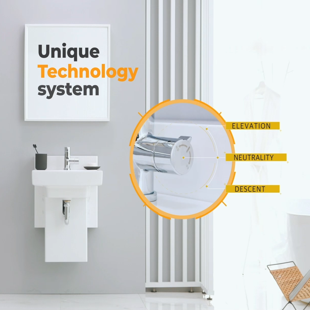 Height Adjustable Wash Basin - Installation Type: Wall Mounted