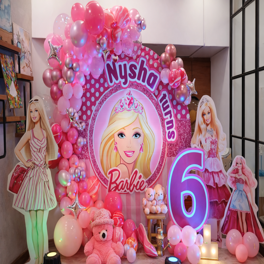 Barbie Theme Birthday Ring Backdrop Decoration
