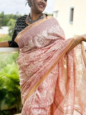 Silk Linen Saree - Occasion: Casual