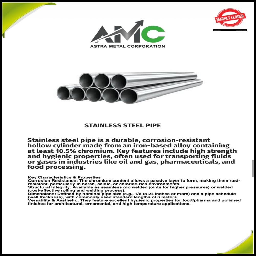 316 Stainless Steel Pipe - Color: Silver / Metallic