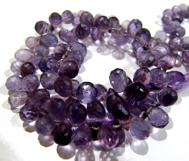 Beautiful Natural Africanamethyst Drop Shape Beads / Micro Faceted Teardrop Shape Amethyst Beads / Strand 5 Inches / 4x7 To 7x9mm Size Beads - Beads Colour: Purple