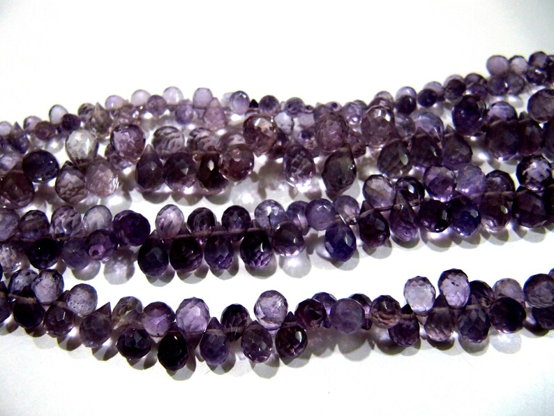 Beautiful Natural AfricanAmethyst Drop Shape Beads / Micro Faceted Teardrop Shape Amethyst Beads / Strand 5 inches / 4x7 to 7x9mm Size Beads