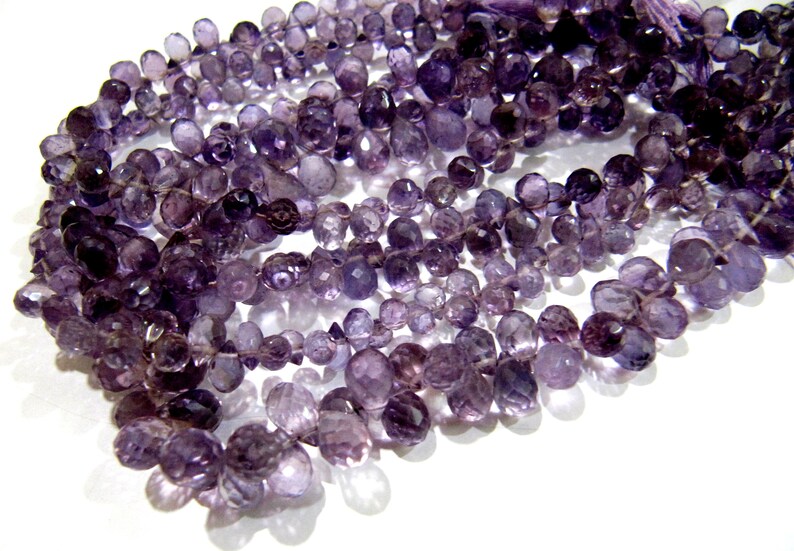 Beautiful Natural AfricanAmethyst Drop Shape Beads / Micro Faceted Teardrop Shape Amethyst Beads / Strand 5 inches / 4x7 to 7x9mm Size Beads