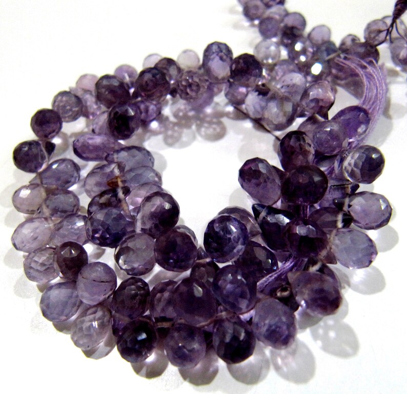 Beautiful Natural AfricanAmethyst Drop Shape Beads / Micro Faceted Teardrop Shape Amethyst Beads / Strand 5 inches / 4x7 to 7x9mm Size Beads